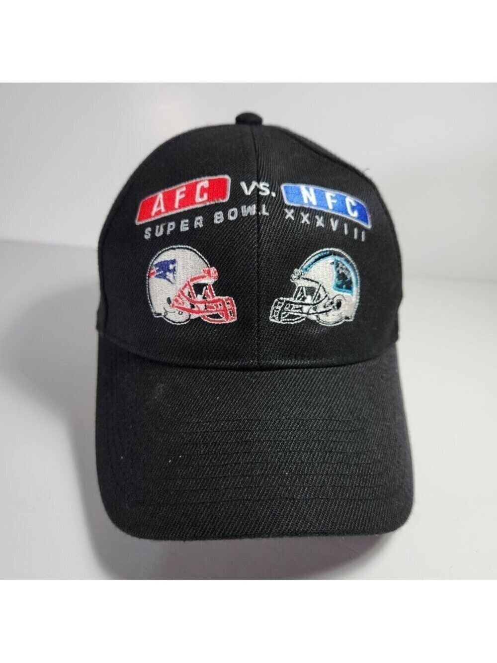Super Bowl Hat NFL Patriots Panthers XXXVIII AFC vs NFC Adjustable Reebok